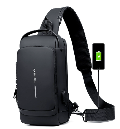 Men's Anti-Theft Chest Bag with Lock - Casual Shoulder Bag