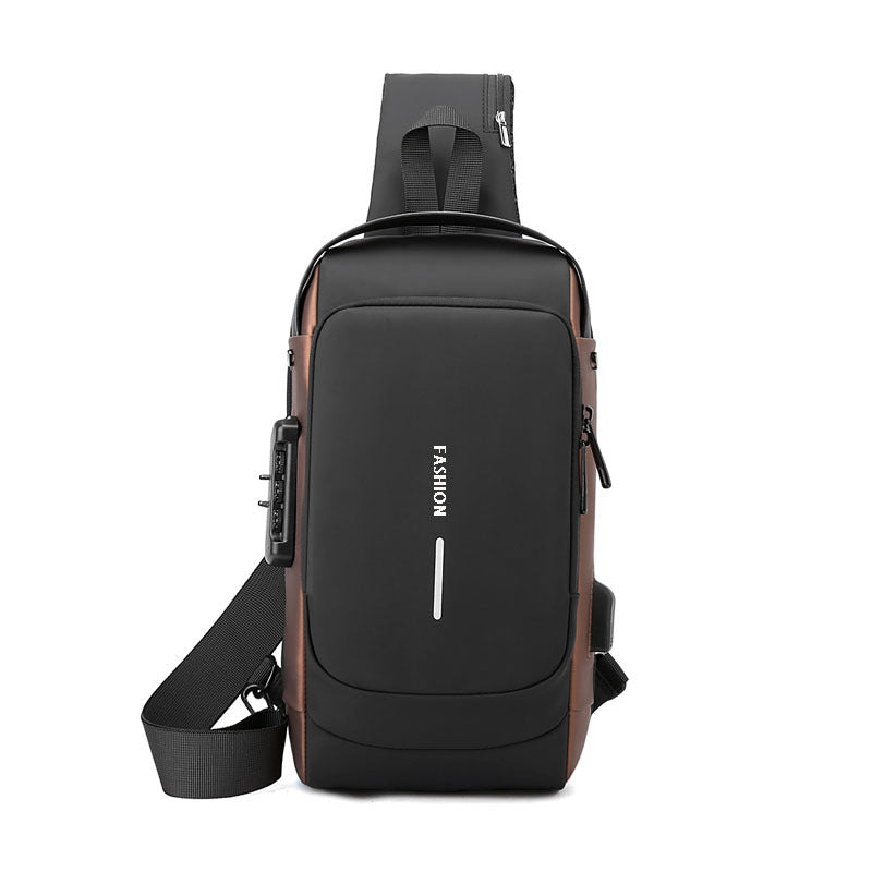 Men's Anti-Theft Chest Bag with Lock - Casual Shoulder Bag