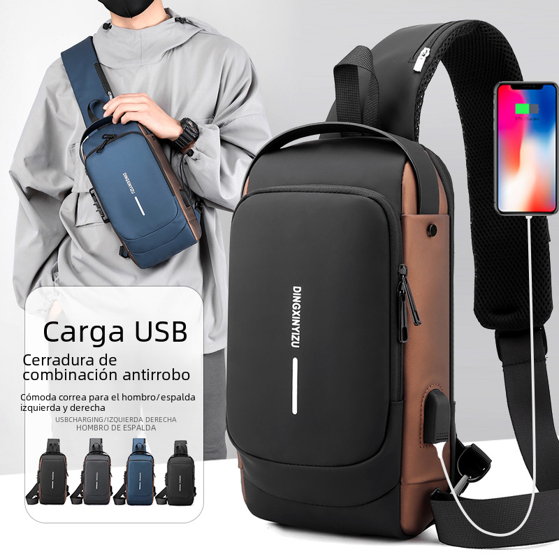 Men's Anti-Theft Chest Bag with Lock - Casual Shoulder Bag