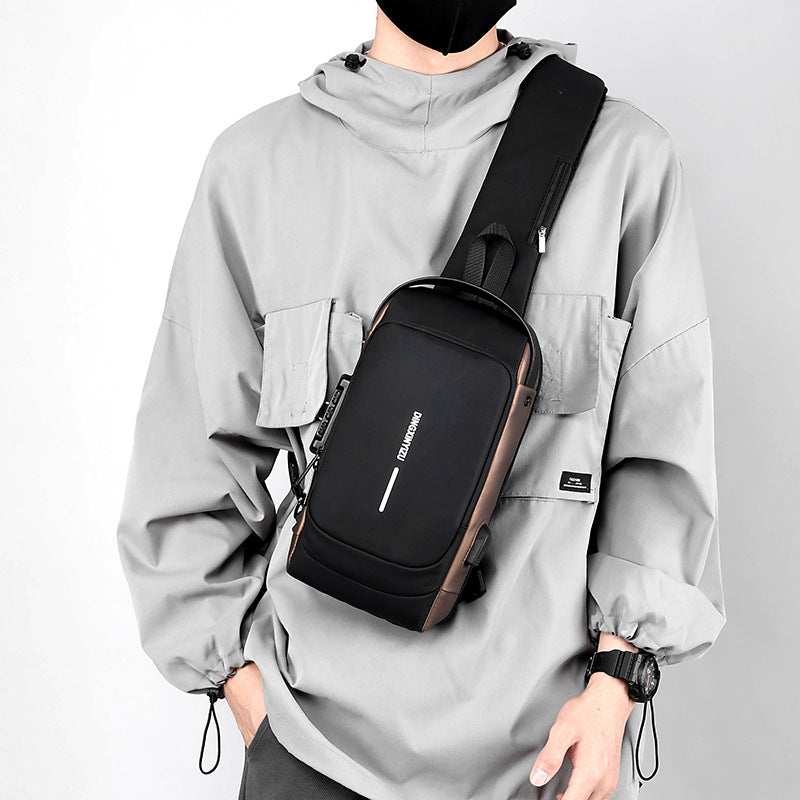 Men's Anti-Theft Chest Bag with Lock - Casual Shoulder Bag