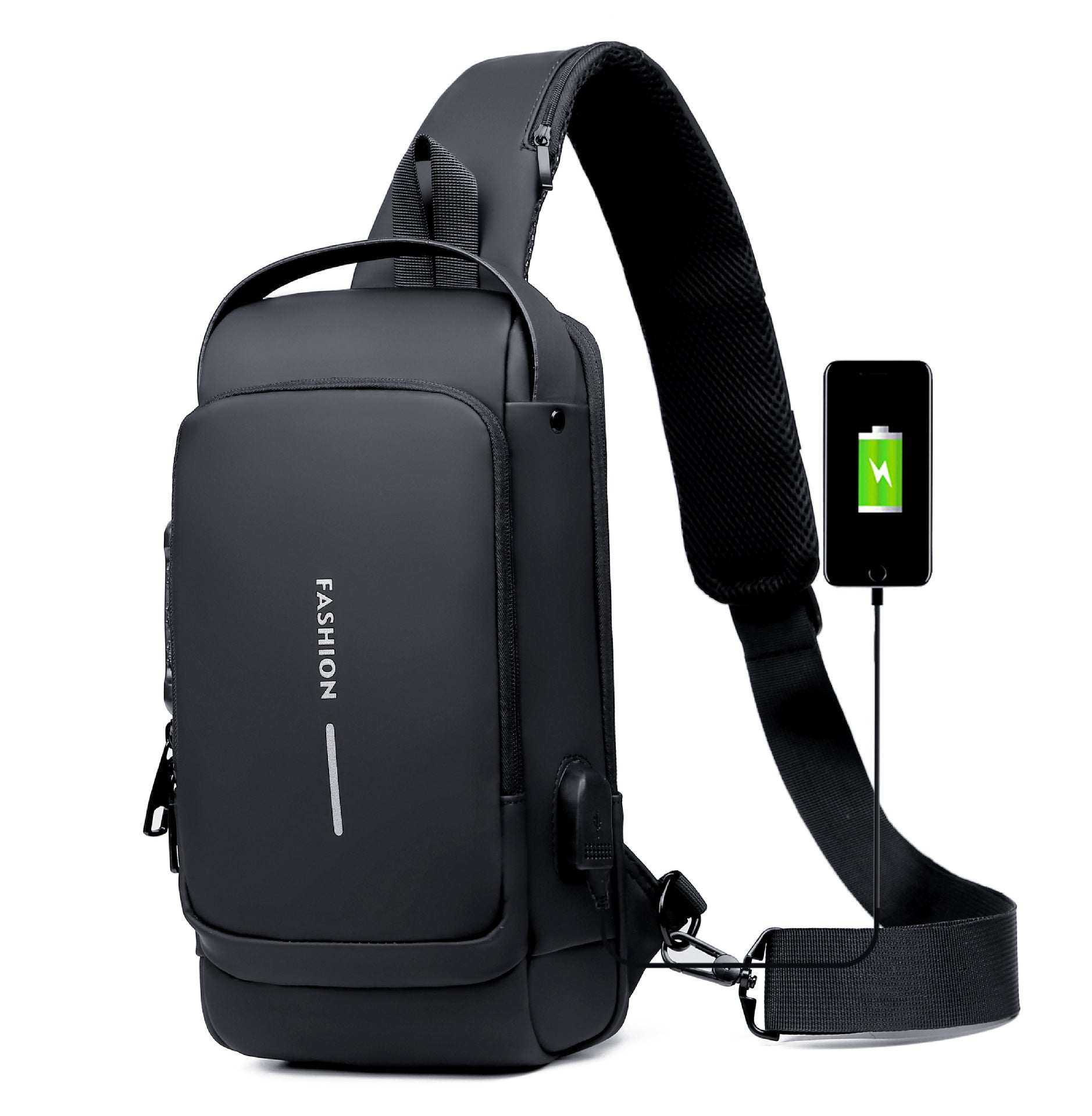 Men's Anti-Theft Chest Bag with Lock - Casual Shoulder Bag