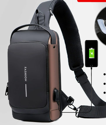 Men's Anti-Theft Chest Bag with Lock - Casual Shoulder Bag